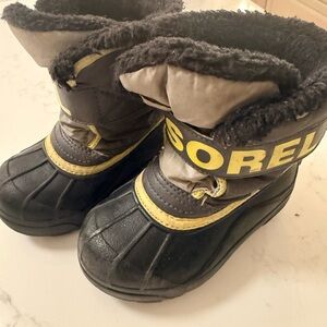Sorel Black and Yellow Kids' Snow Boots